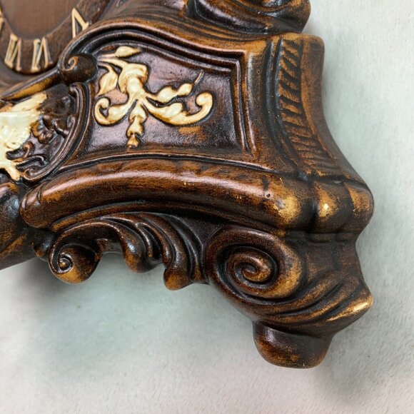 Arnel’s Vintage Hand Painted Wood-Look Ceramic Mantel Victorian Clock 10”H - Picture 10 of 16